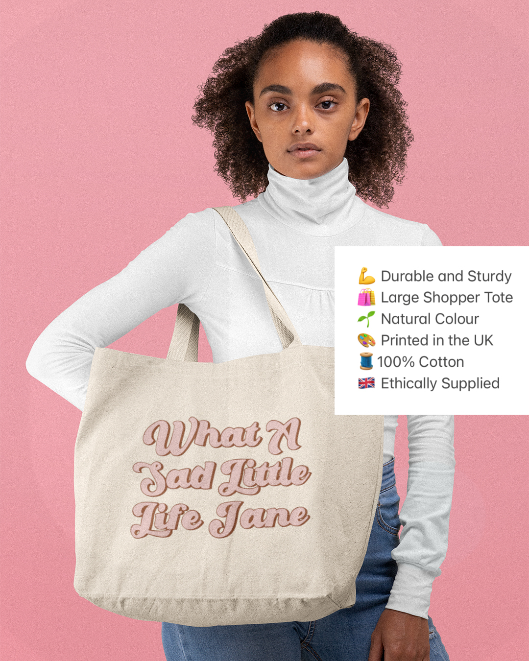 What A Sad Little Life Jane (Come Dine With Me Inspired) Tote Bag - What A Sad Little Life Jane Tote Bag - Come Dine With Me Inspired Tote Bag - British Humour Shopper Tote Bag