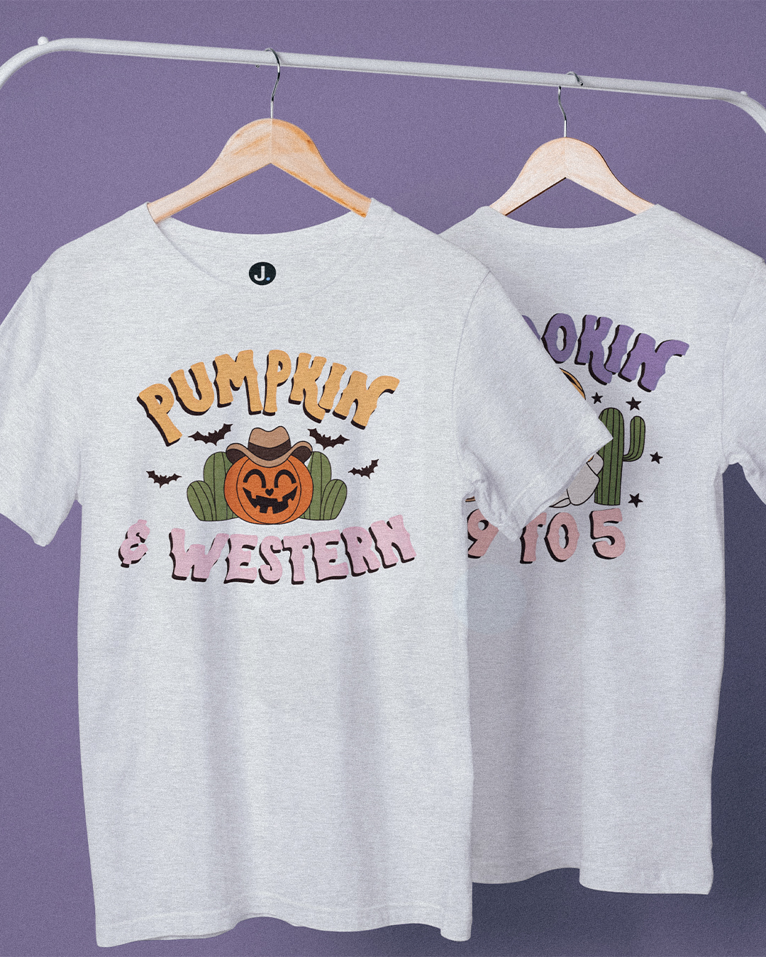 Pumpkin and Western T-Shirt - Halloween Country and Western T-Shirt - Pumpkin and Western Halloween T-Shirt